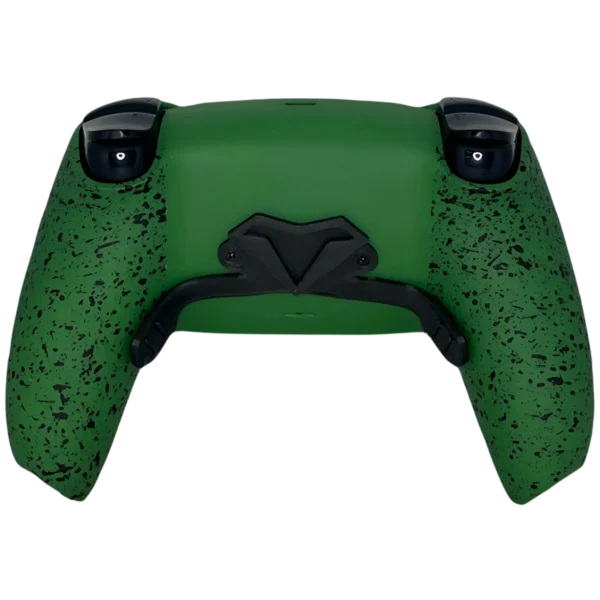 Retro del controller PS5 Warzone: verde con schizzi neri e palette posteriori