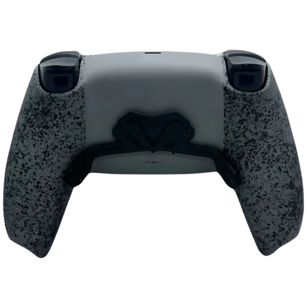 Retro del controller PS5 Batman JL: grigio con effetto schizzi neri e palette posteriori