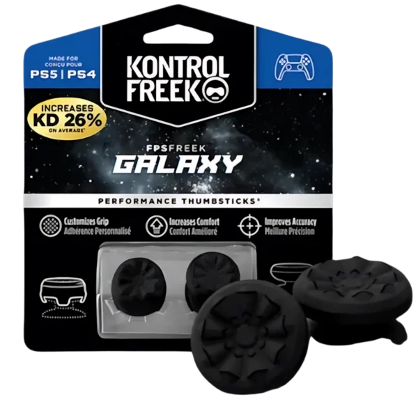 Kontrol Freek Galaxy para PS4 y PS5: extensores de joystick negros en su blíster