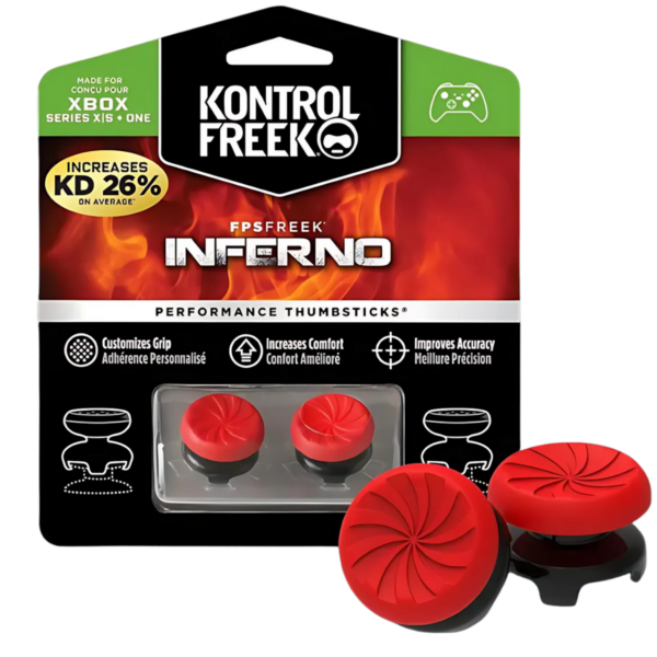 Kontrol Freek Inferno para Xbox: extensores de joystick rojos en su blíster