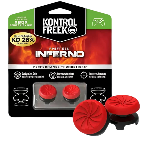 Kontrol Freek Inferno para Xbox: extensores de joystick rojos en su blíster