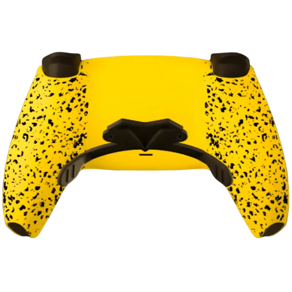 Trasera del mando PS5 GENESIK GAMING con paletas: amarilla con motas negras