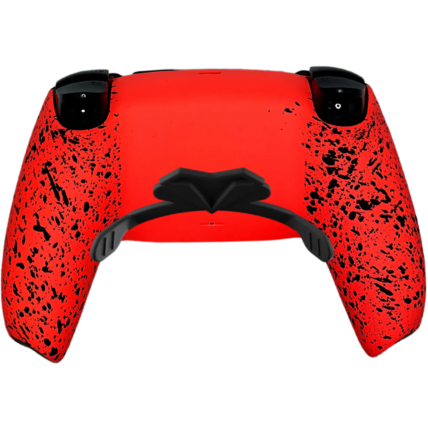 Trasera del mando PS5 Black Ops 6 con paletas: roja con salpicado negro