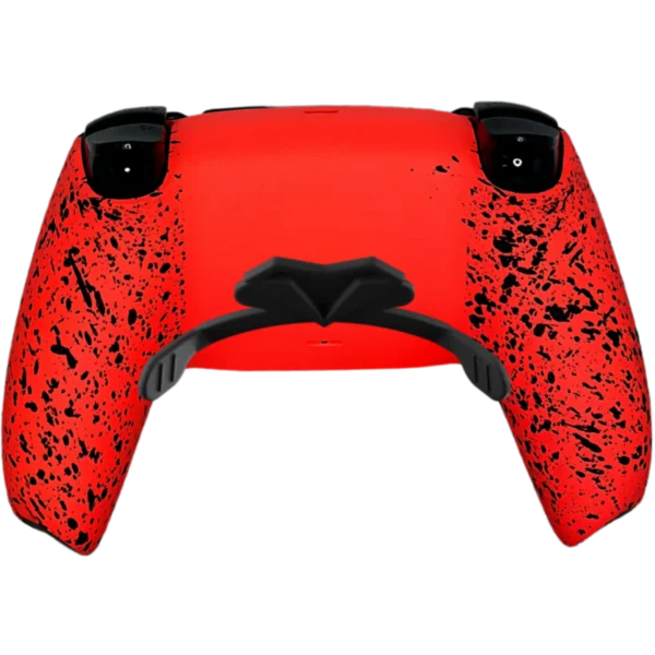 Trasera del mando PS5 Black Ops 6 con paletas: roja con salpicado negro