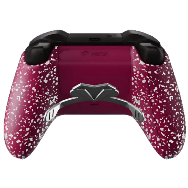 Trasera del mando Xbox TGM: granate con salpicado blanco y paletas traseras