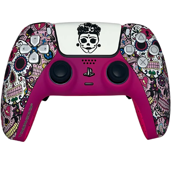 Mando PS5 Katrina de Tigernicks con calaveras del Día de Muertos