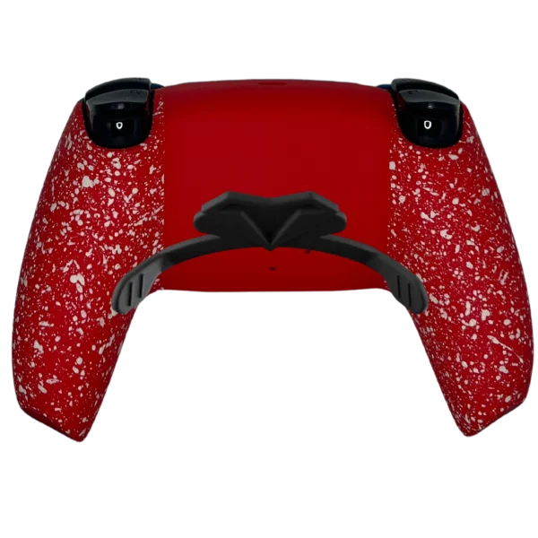 Trasera del mando PS5 Capitán América con paletas: roja con motas blancas
