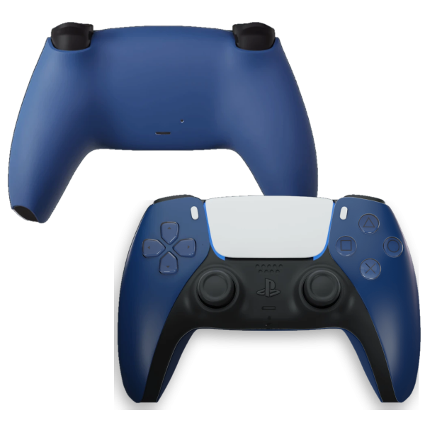 Manette PS5 bleue : vue arrière et avant