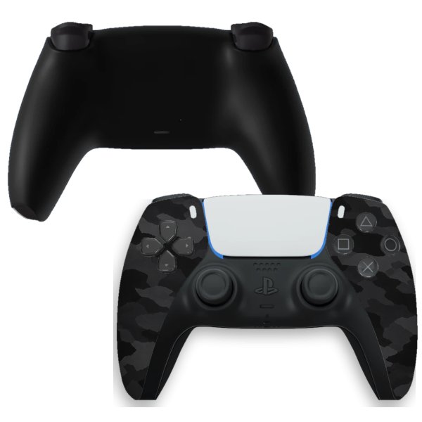Manette PS5 camouflage noir personnalisée, avant et arrière