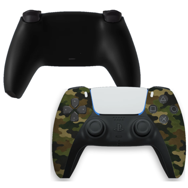 Manette PS5 camouflage vert personnalisée, avant et arrière