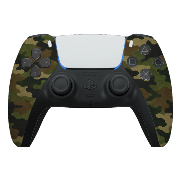 Manette PS5 camouflage vert personnalisée, vue de face